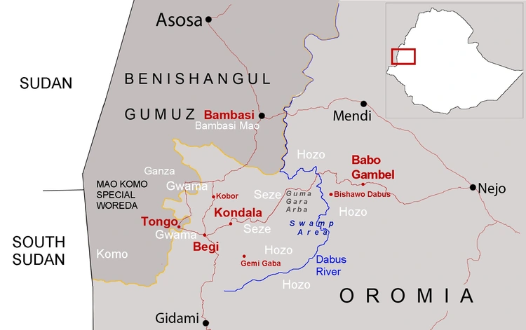 Map over Mao and Komo languages in Western Ethiopia